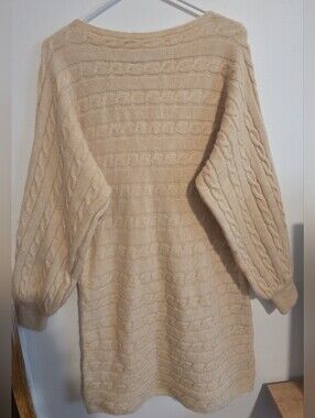SHEIN Cream Cable Knit Sweater Dress